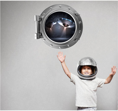 PortScape Space UFO's 1 | Space Porthole Window Wall Decal