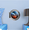 PortScape Spaceship Orbiting Planet 2 | Space Porthole Window Wall Decal