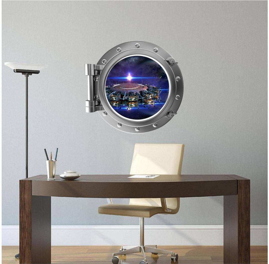 PortScape Space Station 2 | Space Porthole Window Wall Decal
