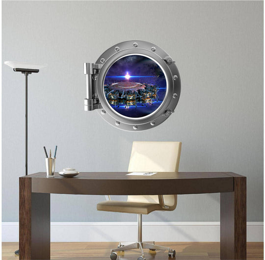 PortScape Space Station 2 | Space Porthole Window Wall Decal