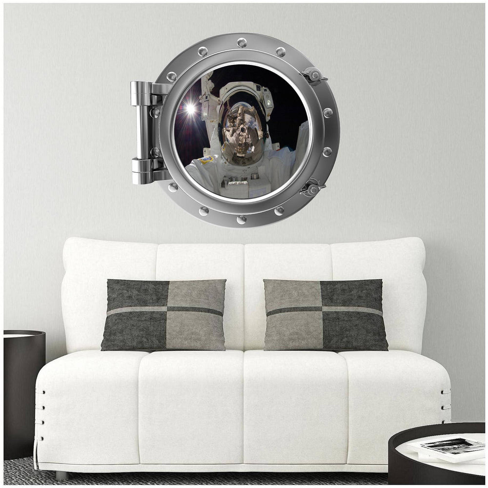 PortScape Space Astronaut Selfie | Space Porthole Window Wall Decal