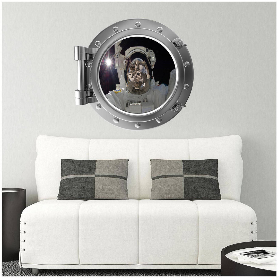 PortScape Space Astronaut Selfie | Space Porthole Window Wall Decal