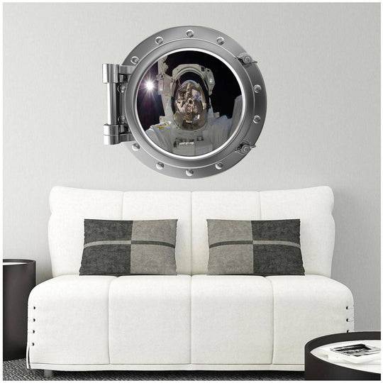 PortScape Space Astronaut Selfie | Space Porthole Window Wall Decal