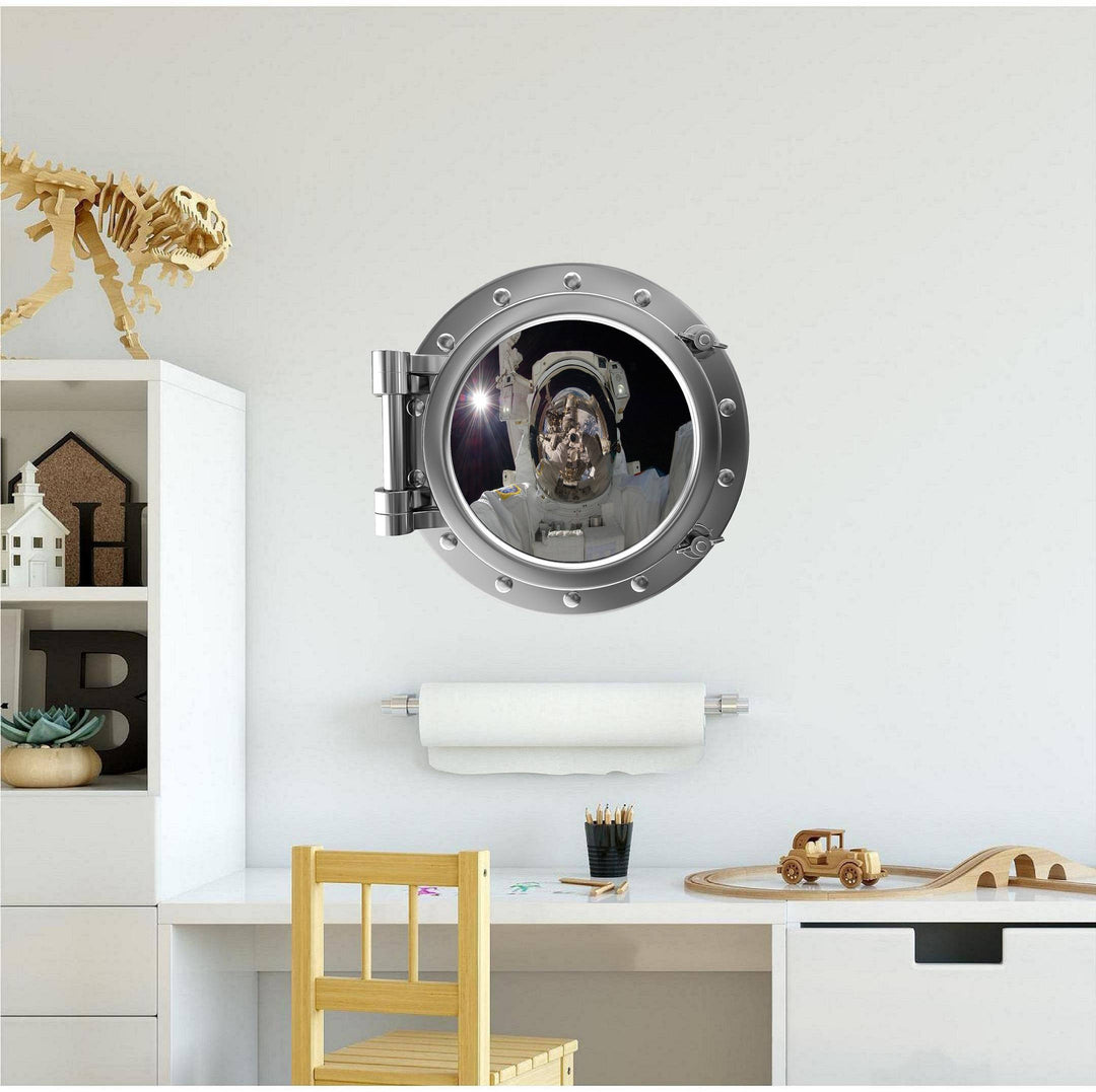 PortScape Space Astronaut Selfie | Space Porthole Window Wall Decal