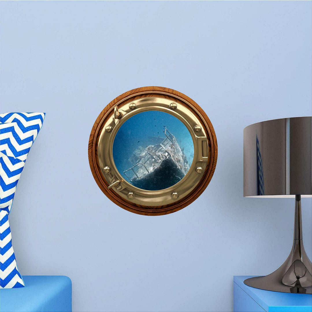 PortScape Sunken Ship Wreck 2 | Ocean Porthole Window Wall Decal