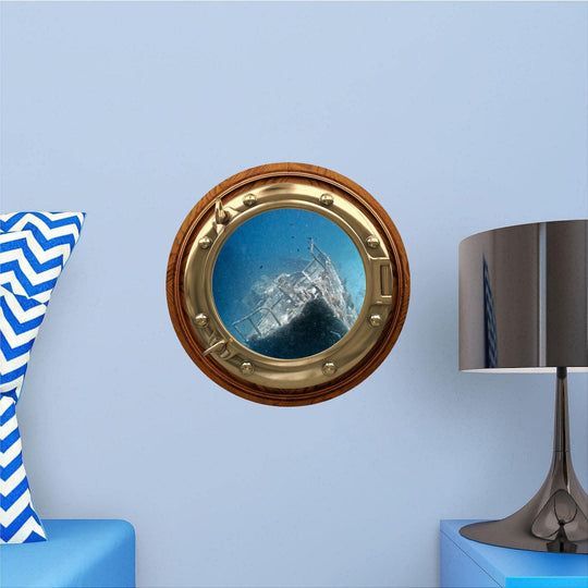 PortScape Sunken Ship Wreck 2 | Ocean Porthole Window Wall Decal