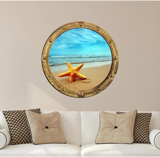 PortScape Starfish | Ocean Porthole Window Wall Decal