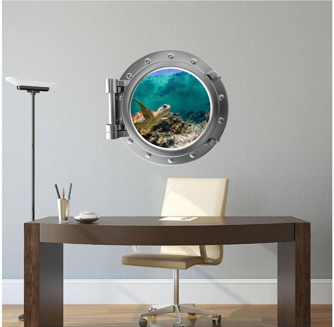 PortScape Sea Turtle 4 | Ocean Porthole Window Wall Decal