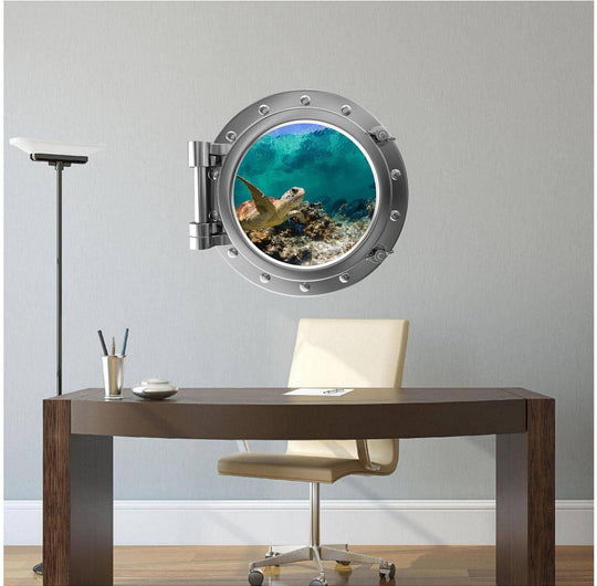 PortScape Sea Turtle 4 | Ocean Porthole Window Wall Decal