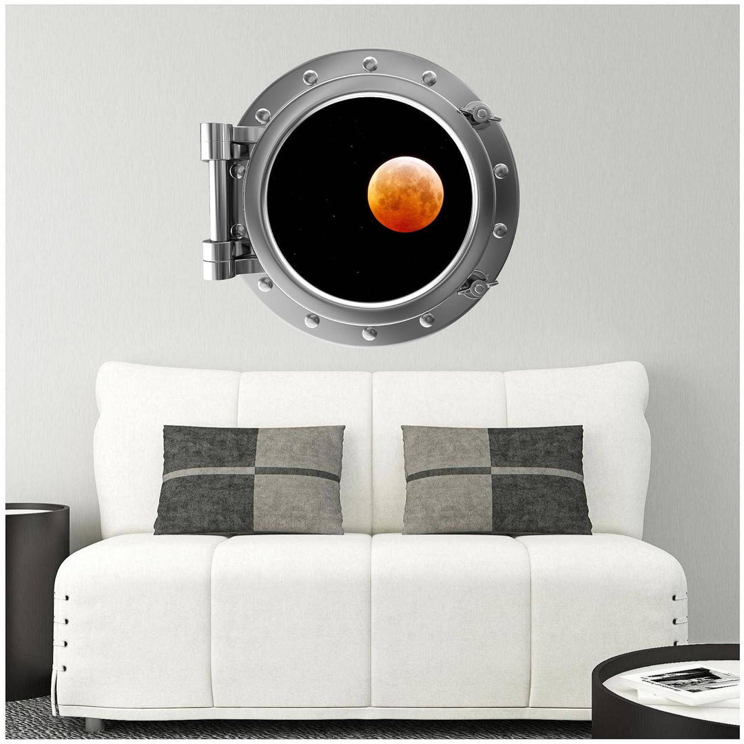 PortScape Blood Moon 1 | Space Porthole Window Wall Decal