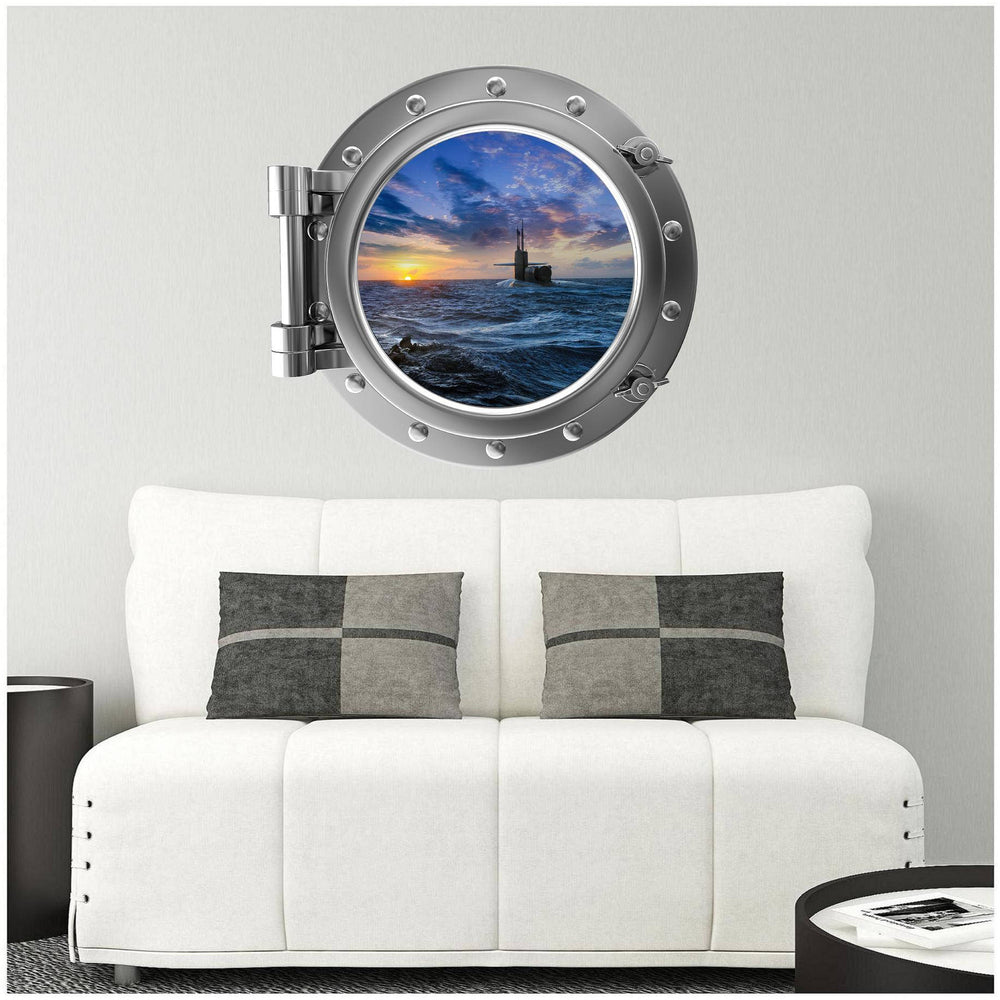 PortScape Submarine Sunset | Ocean Porthole Window Wall Decal