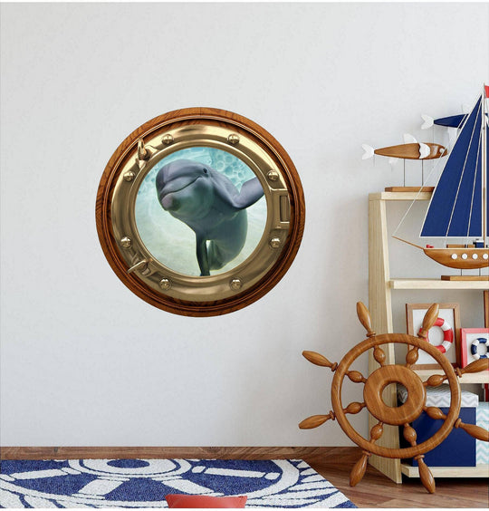 PortScape DOLPHIN 2 | Ocean Porthole Window Wall Decal
