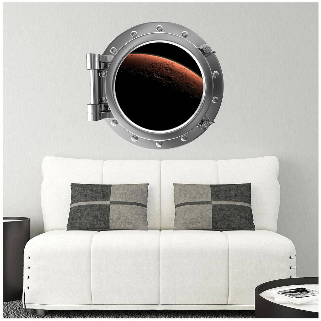PortScape Orbiting Mars | Space Porthole Window Wall Decal