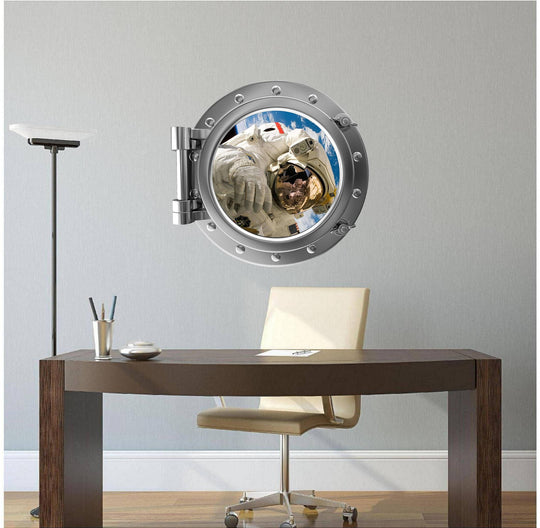 PortScape Astronaut 2 | Space Porthole Window Wall Decal