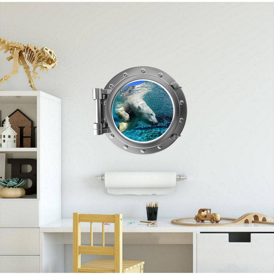 PortScape Polar Bear 2 | Ocean Porthole Window Wall Decal
