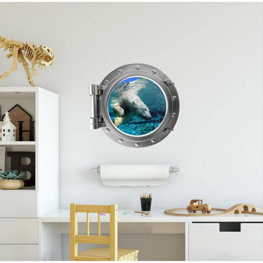 PortScape Polar Bear 2 | Ocean Porthole Window Wall Decal