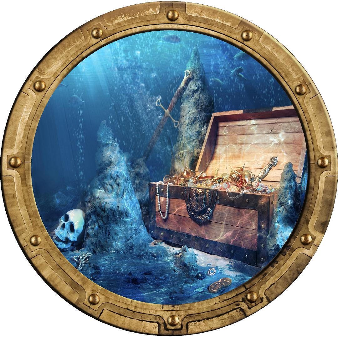 PortScape Sunken Treasure | Ocean Porthole Window Wall Decal