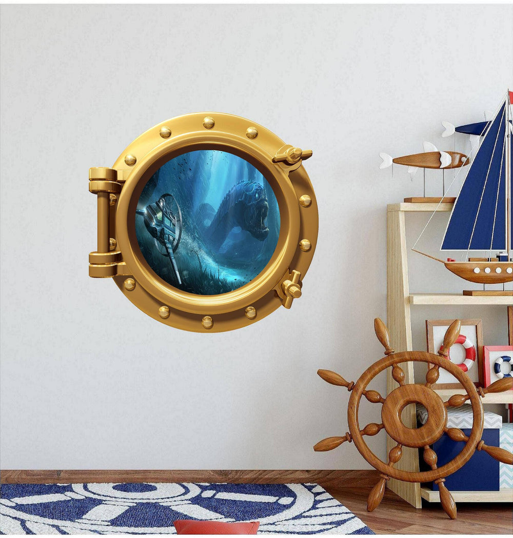 PortScape Sea Monster 2 | Ocean Porthole Window Wall Decal