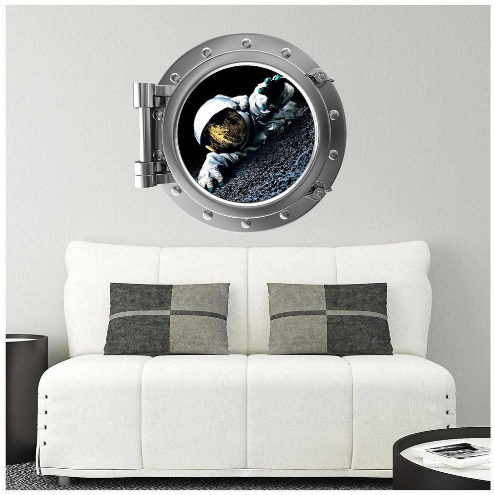 PortScape Life On The Moon | Space Porthole Window Wall Decal