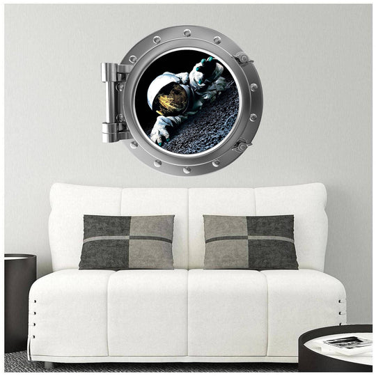 PortScape Life On The Moon | Space Porthole Window Wall Decal