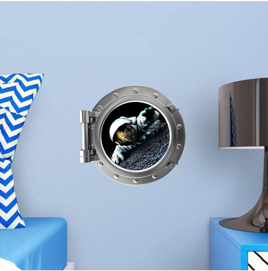 PortScape Life On The Moon | Space Porthole Window Wall Decal