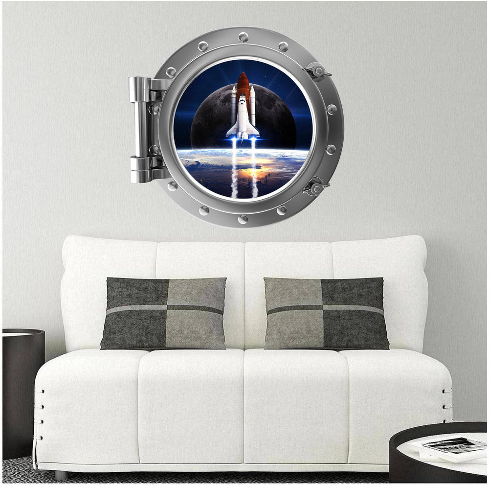 PortScape Space Shuttle Launch 2 | Space Porthole Window Wall Decal