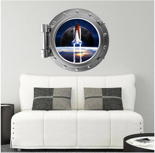 PortScape Space Shuttle Launch 2 | Space Porthole Window Wall Decal