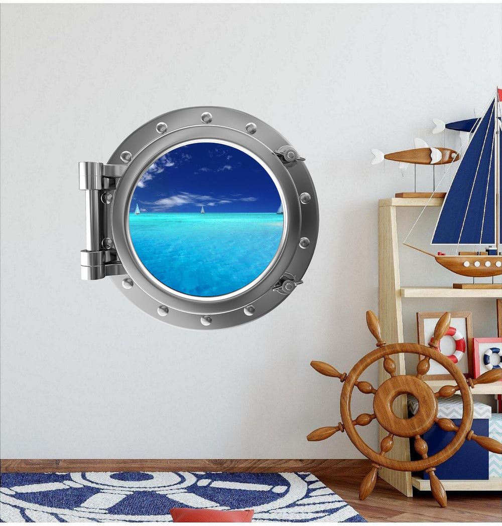 PortScape Sail Boats 2 | Ocean Porthole Window Wall Decal