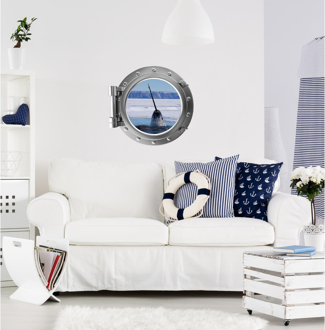 Port Scape Narwhal Whale Wall Decal Sticker Removable Vinyl Sea Unicorn Baby Shower Gift Kids Room Decor Nursery Decor 3D Window
