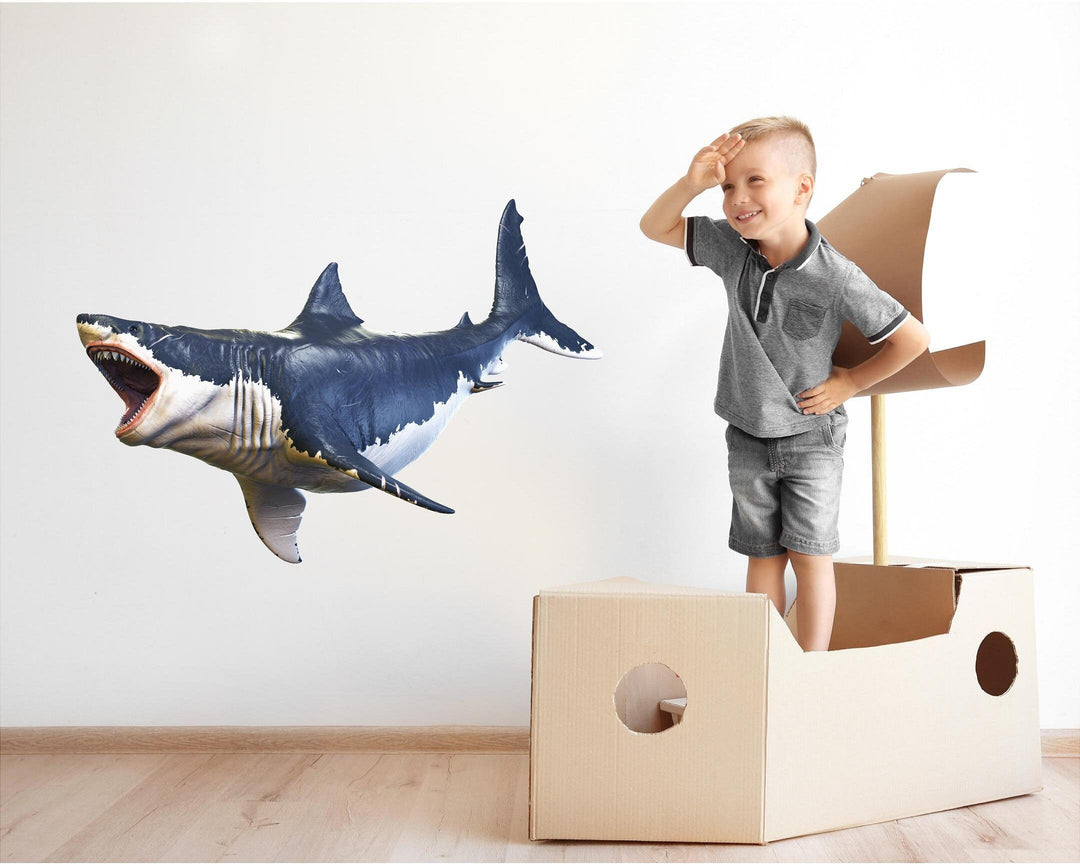 Megalodon Shark #2 Wall Decal Sticker Ocean Under The Sea Kids Room Decor Boys Bedroom Birthday Gift Man Cave Decor Prehistoric Extinct