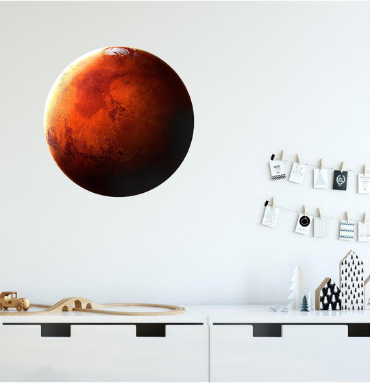 Mars Wall Decal Planets Solar System Removable Vinyl Peel and Stick Boys Nursery Room Playroom Decor Outer Space Wall Sticker HD