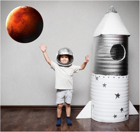 Mars Wall Decal Planets Solar System Removable Vinyl Peel and Stick Boys Nursery Room Playroom Decor Outer Space Wall Sticker HD
