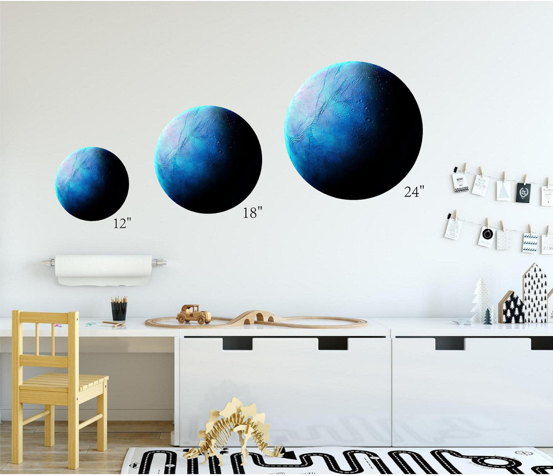 Neptune Wall Decal Planets Solar System Removable Vinyl Peel and Stick Boys Nursery Room Playroom Decor Outer Space Wall Sticker HD