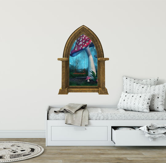 CastleScape Enchanted Mushroom Swing | Castle Window Wall Decal
