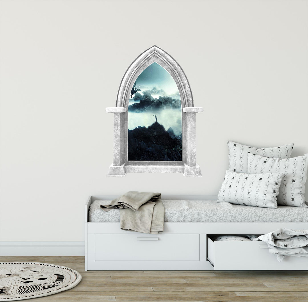 CastleScape Dragon Rider 1 | Castle Window Wall Decal