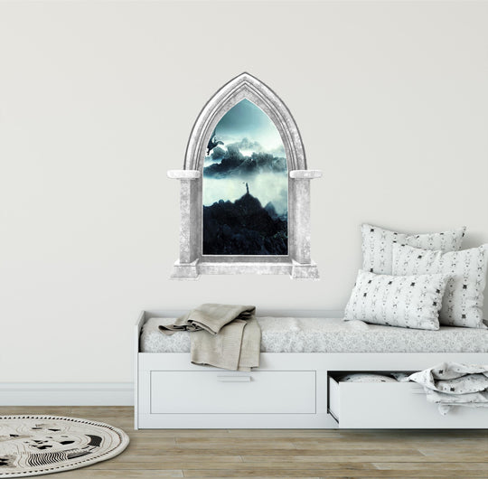 CastleScape Dragon Rider 1 | Castle Window Wall Decal