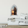 CastleScape Cliffs Edge at Sea Sunset | Castle Window Wall Decal