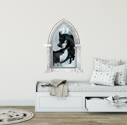 CastleScape Black Dragon 1 | Castle Window Wall Decal