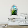 Castle Scape Castle #1 Stone Castle Window Wall Decal Sticker Mural Kids Bedroom Playroom Nursery Medieval Fantasy Fairytale Decor