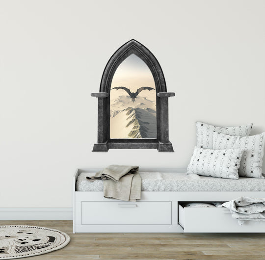 CastleScape Black Dragon 2 | Castle Window Wall Decal