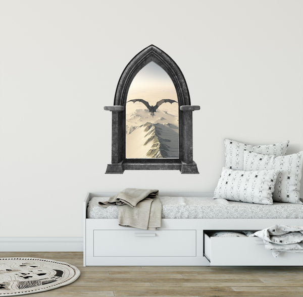 CastleScape Black Dragon 2 | Castle Window Wall Decal
