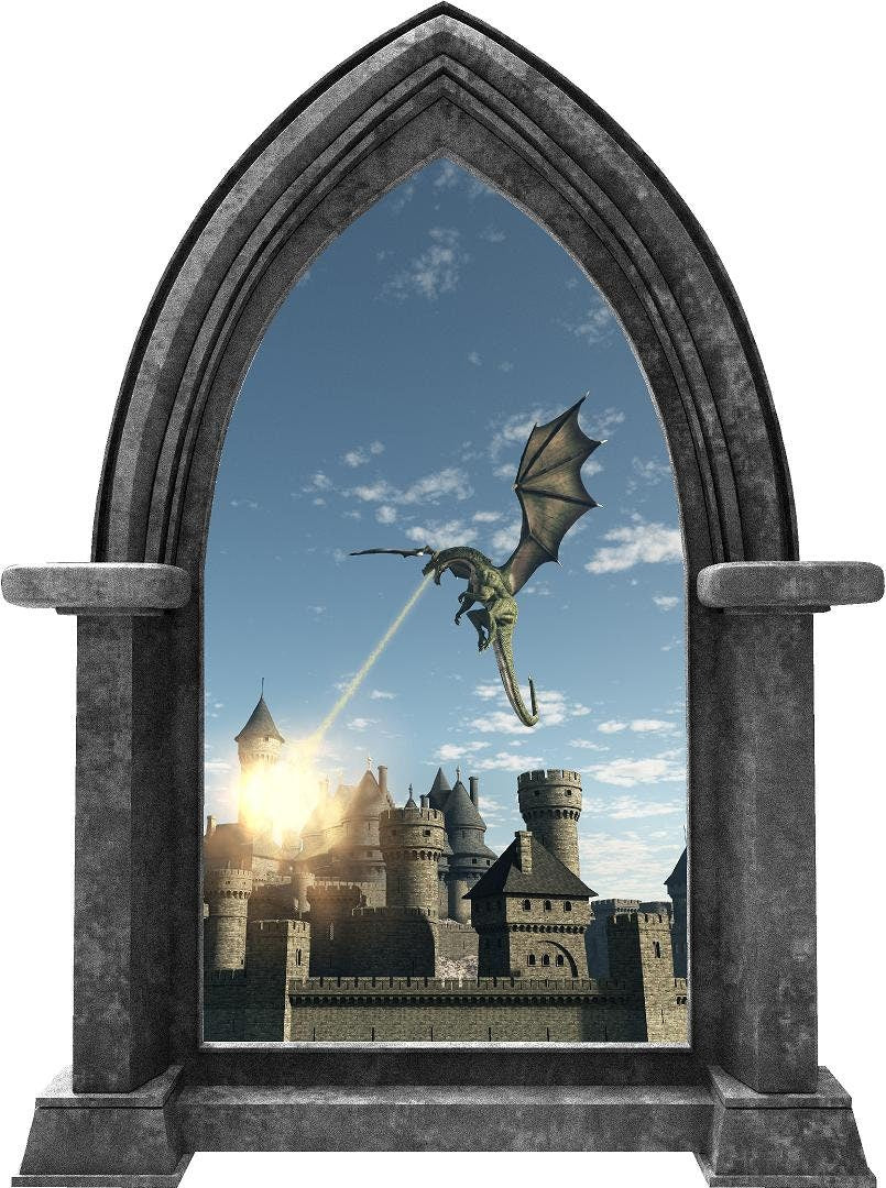 CastleScape Kingdom Under Fire 1 | Castle Window Wall Decal