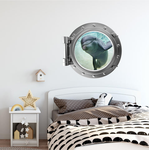 PortScape DOLPHIN 2 | Ocean Porthole Window Wall Decal