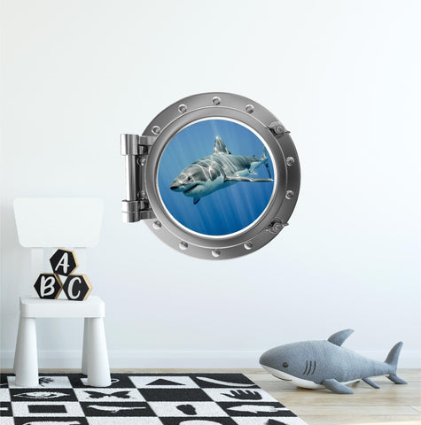 PortScape Shark 4 | Ocean Porthole Window Wall Decal