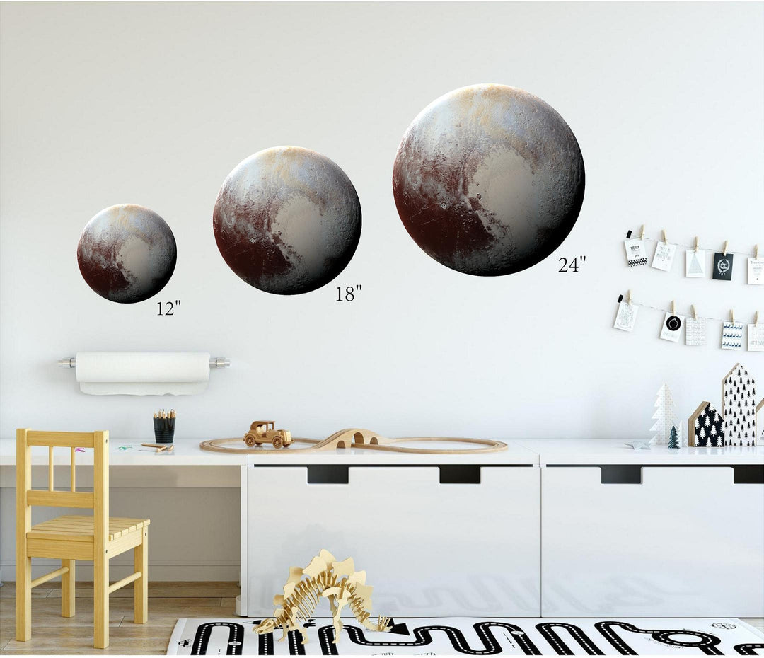 Pluto Wall Decal Individual Planets Solar System Removable Vinyl Peel & Stick Boys Nursery Room Playroom Decor Outer Space Wall Sticker HD