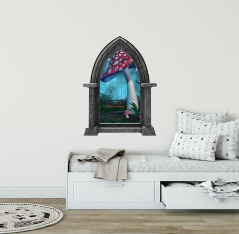 CastleScape Enchanted Mushroom Swing | Castle Window Wall Decal