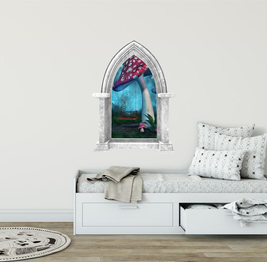 CastleScape Enchanted Mushroom Swing | Castle Window Wall Decal