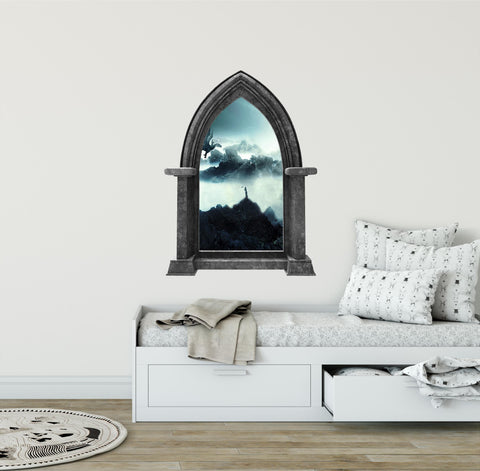 CastleScape Dragon Rider 1 | Castle Window Wall Decal