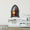 CastleScape Cliffs Edge at Sea Sunset | Castle Window Wall Decal