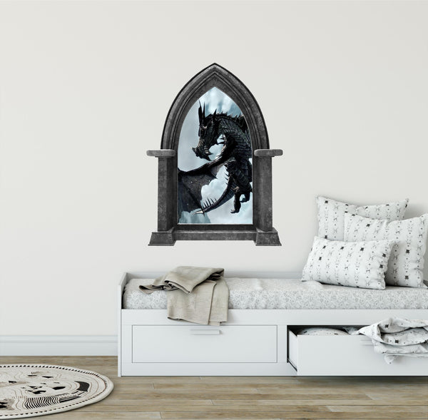 CastleScape Black Dragon 1 | Castle Window Wall Decal
